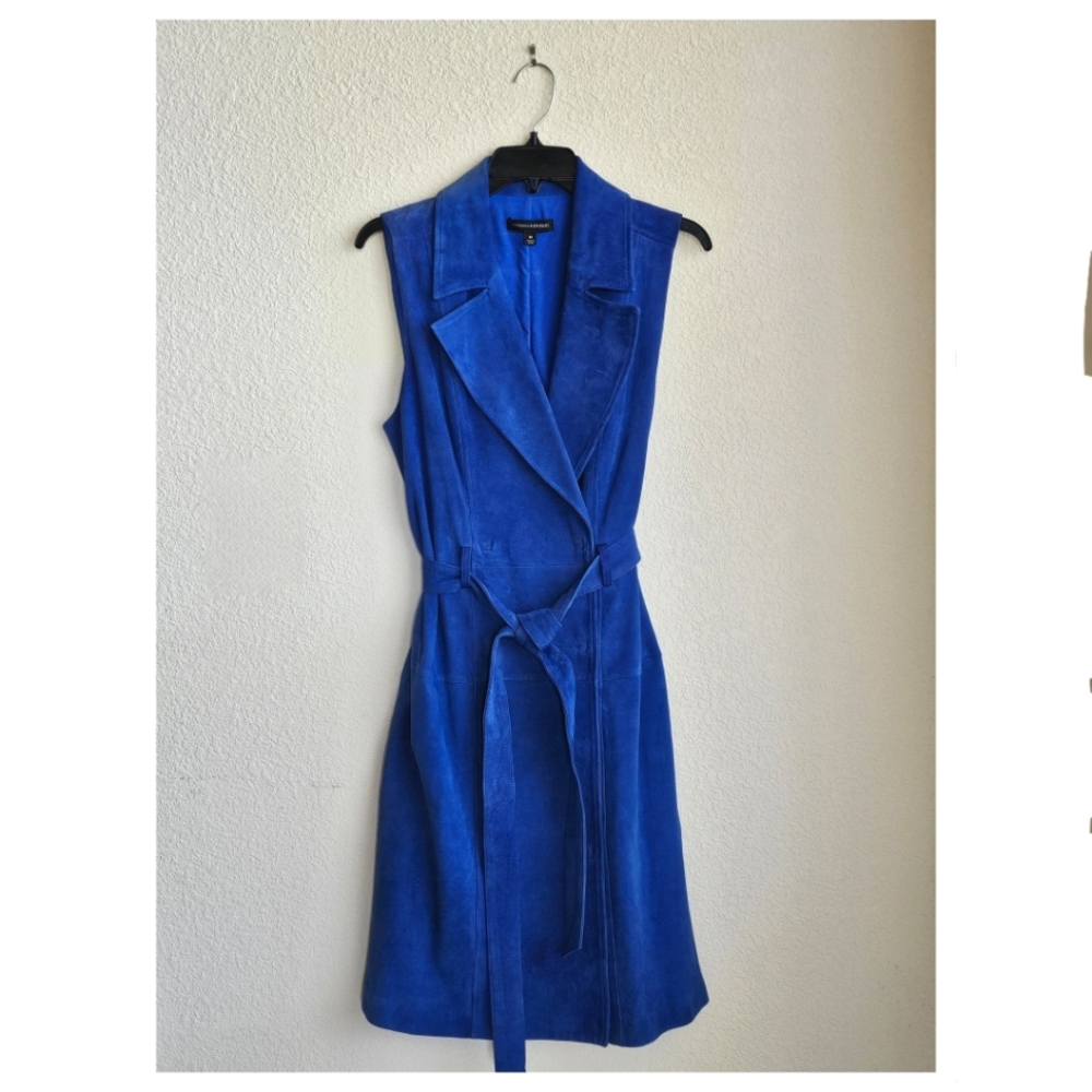 Banana Republic. Mountin Blue- SUEDE TRENCH MIDI DRESS size M